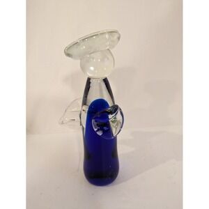 Beautiful Glass Angel deep‎ Cobalt blue angel 6"